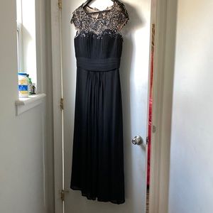 EVER ❤️ PRETTY ELEGANT LACE SIZE 16 BLACK LONG CHIFFON MAXI DRESS